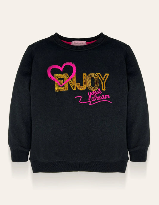 Girls Black ENJOY Printed Sweatshirt