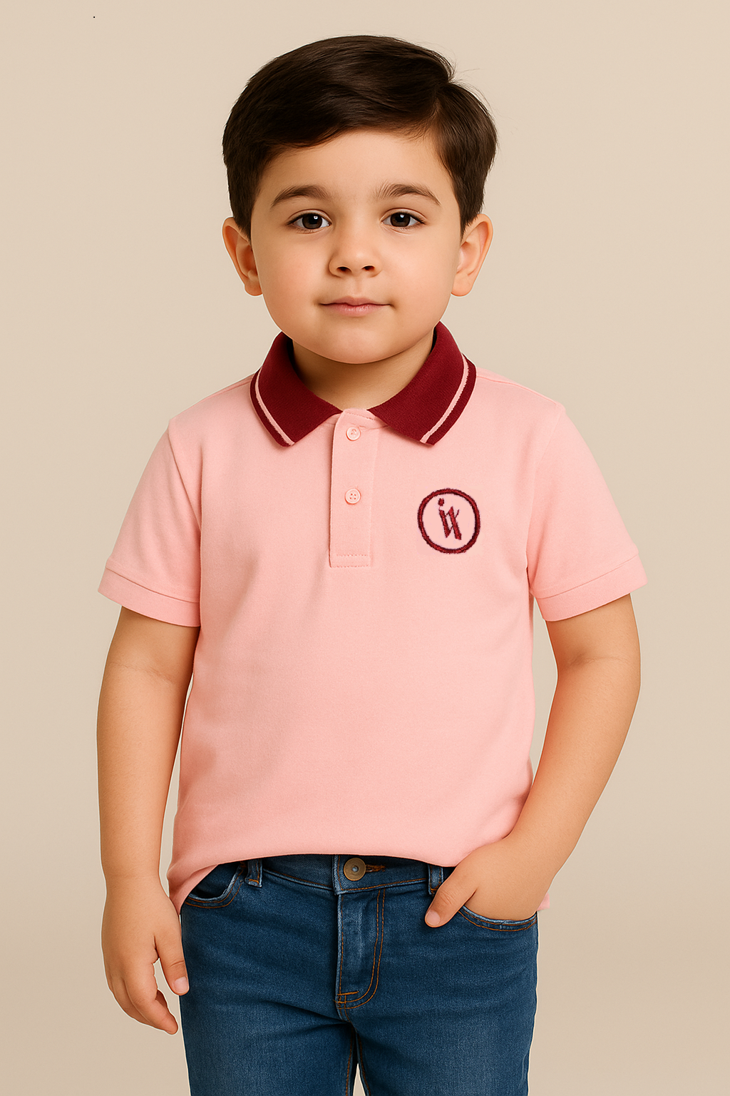 Pink IX Embroidered Polo