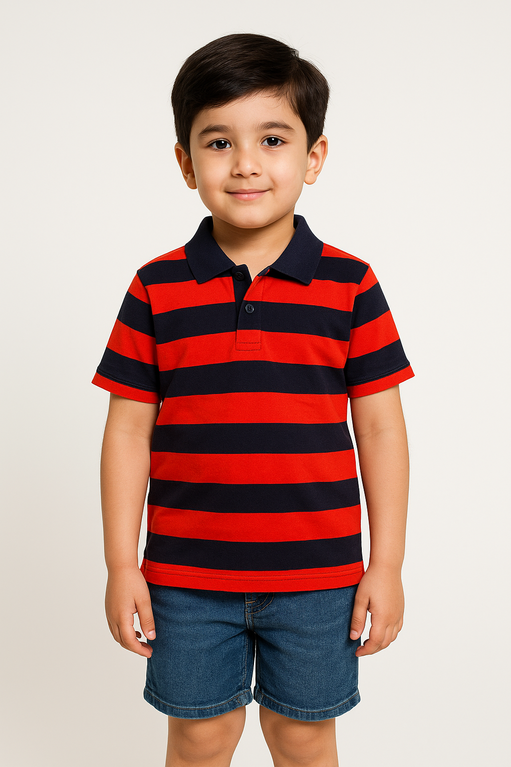 Red Navy Striped Polo