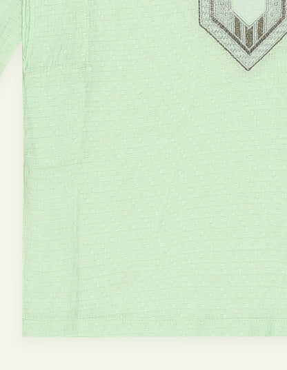 Boys Mint Green Embroidered Kurta