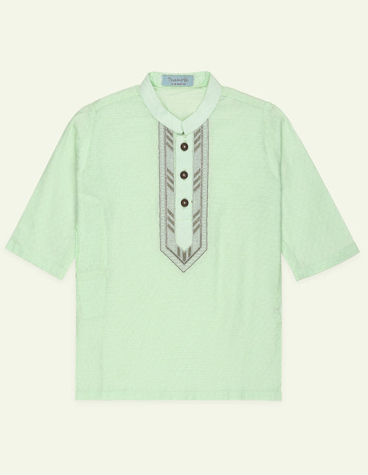 Boys Mint Green Embroidered Kurta