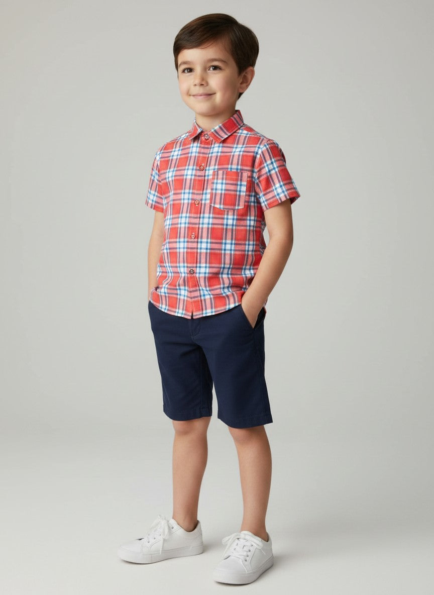 Boys Red Check Shirt