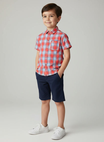 Boys Red Check Shirt