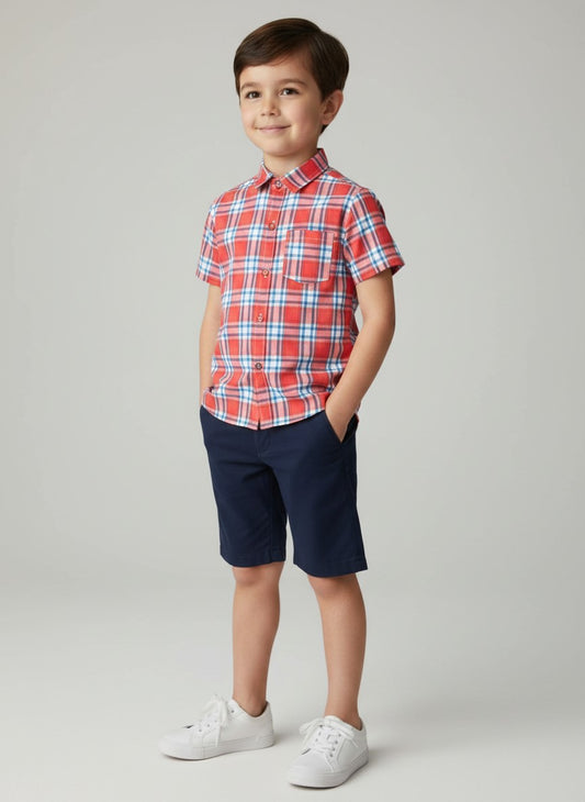Boys Red Check Shirt