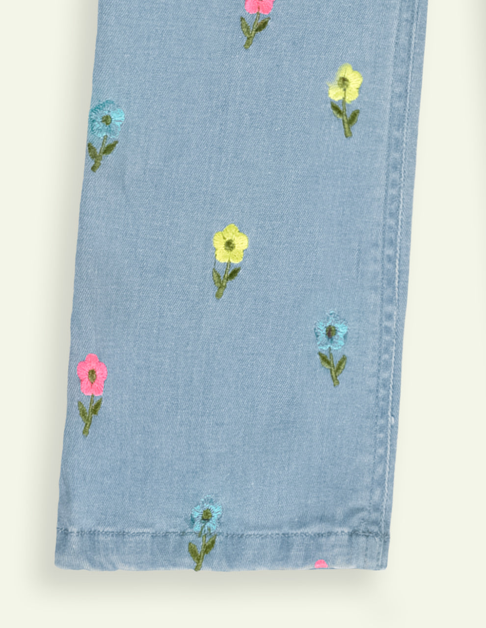 Wide Leg Embroidered Denim Jeans