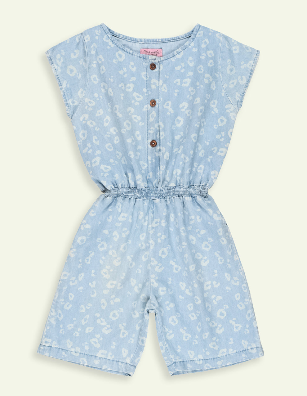Girls Printed Denim Playsuit