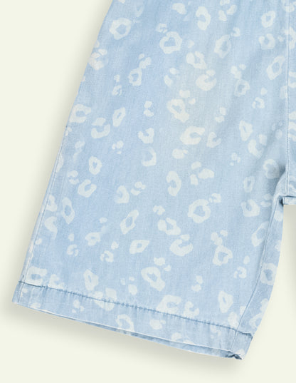 Girls Printed Denim Playsuit