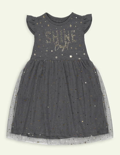 Charcoal Grey Tulle Skirt Dress