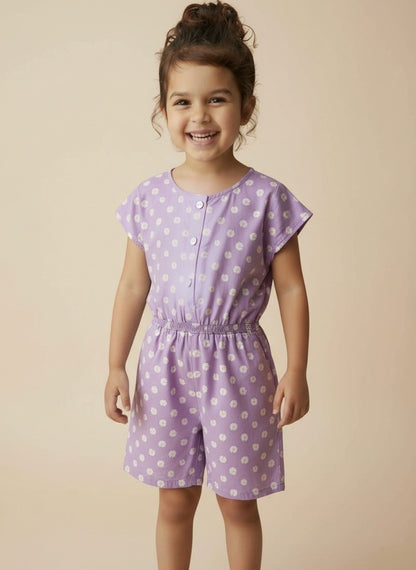 Girls Floral Printed Playsuit