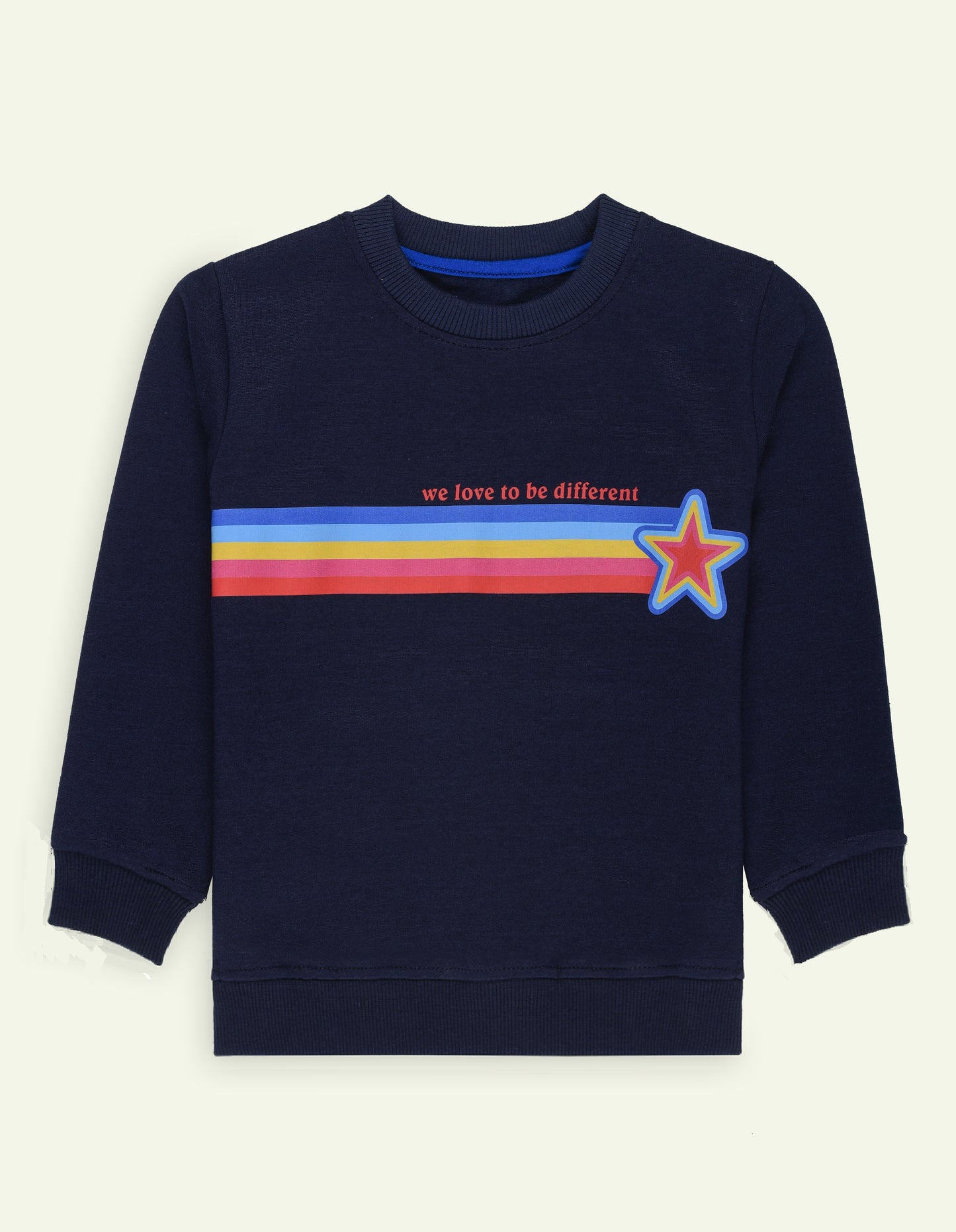 Navy Fleece Multi Color Printed Sweatshirt