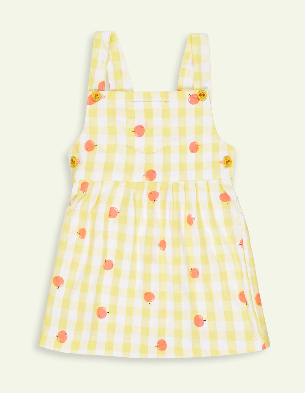 Girls Yellow White Check Pinafore Dress Set