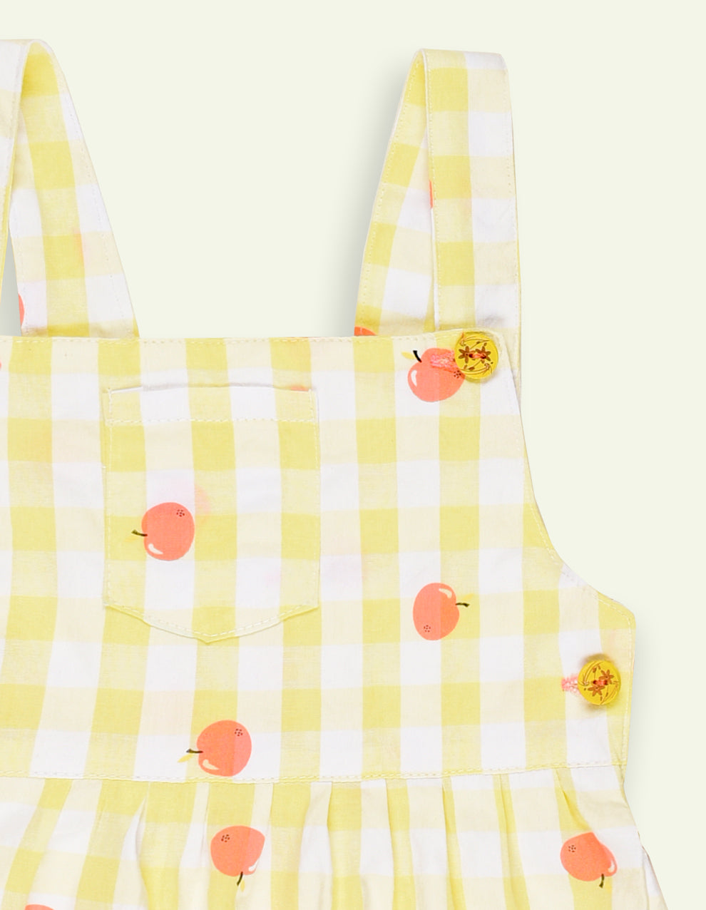 Girls Yellow White Check Pinafore Dress Set