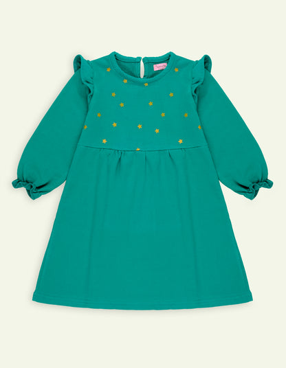 Green Long Sleeves Printed Frock