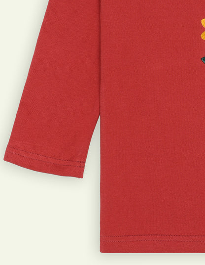 Floral Embroidered Collared French Terry Top