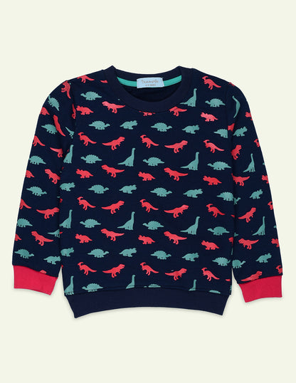 Navy Dino Printed Sweatshirt