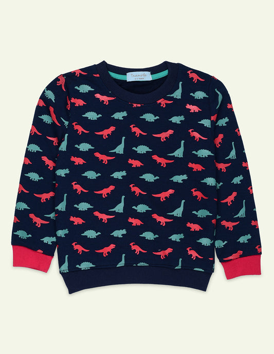 Navy Dino Printed Sweatshirt