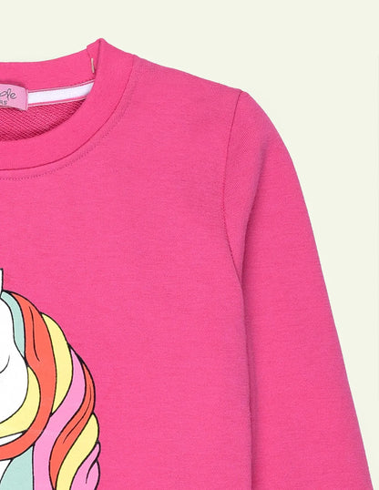 Pink Unicorn Printed Sweatshirt