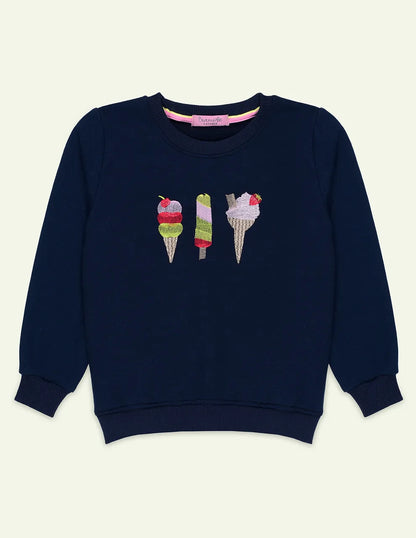 Navy Icecream Embroidered Sweatshirt