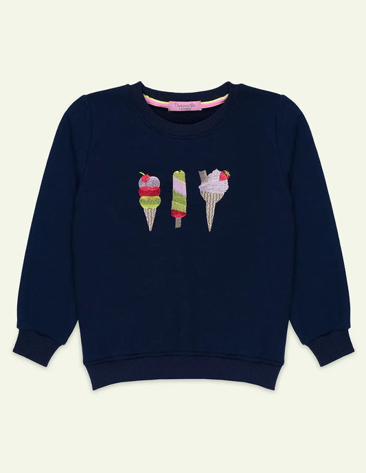 Navy Icecream Embroidered Sweatshirt