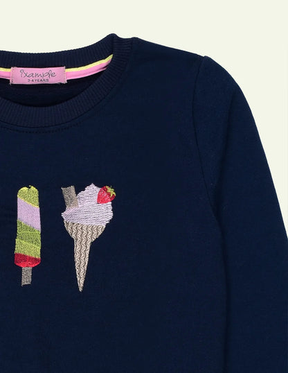 Navy Icecream Embroidered Sweatshirt