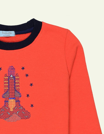 Orange Embroidered Sweatshirt