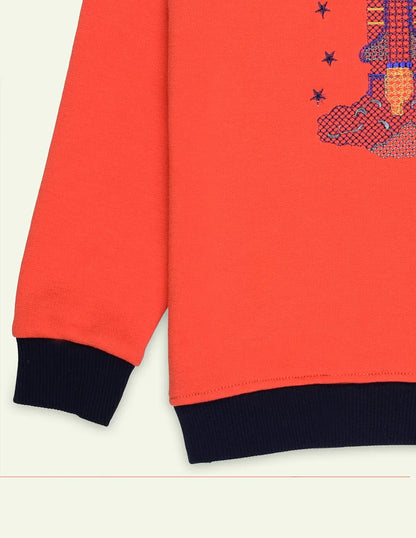 Orange Embroidered Sweatshirt