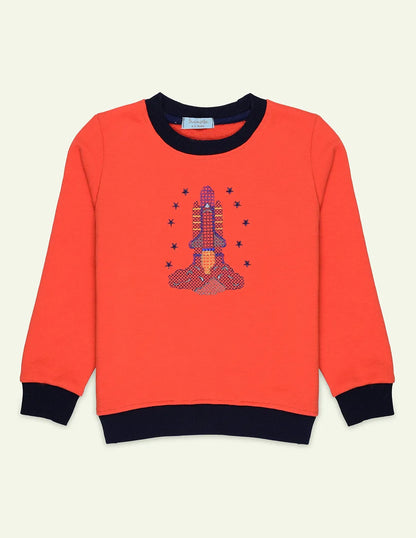 Orange Embroidered Sweatshirt