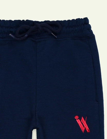 Navy Embroidered Trouser