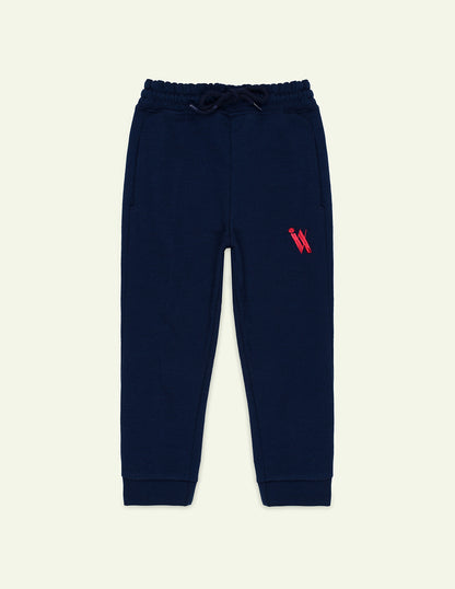 Navy Embroidered Trouser