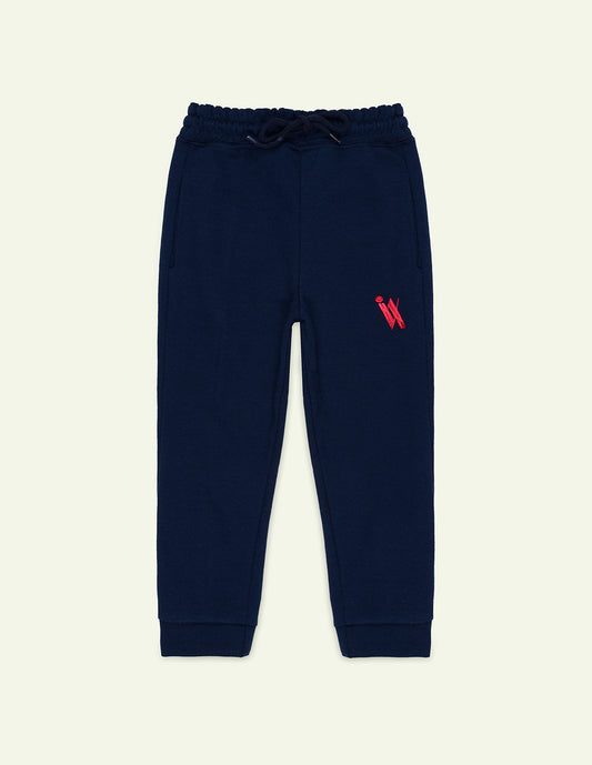 Navy Embroidered Trouser