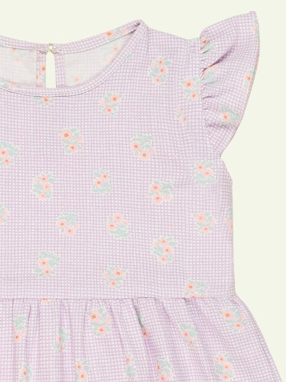 Purple Floral Cotton Dress