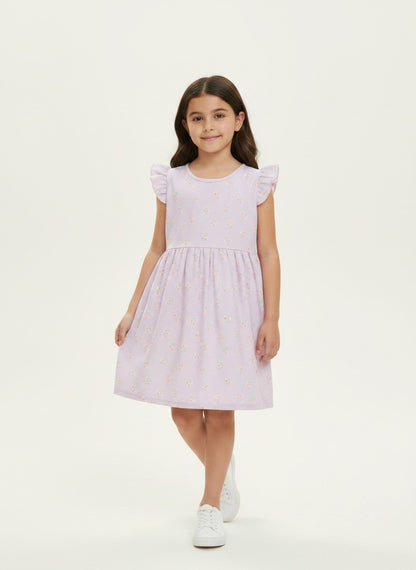 Purple Floral Cotton Dress