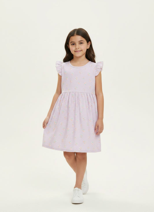 Purple Floral Cotton Dress