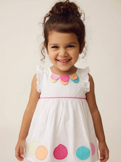 White Applique Cotton Dress